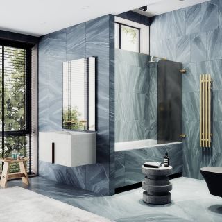 Шторка на ванну MaybahGlass MGV-654-3 70см золото